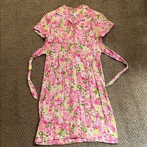Vintage Dressbarn Pink and Green Floral Dress
